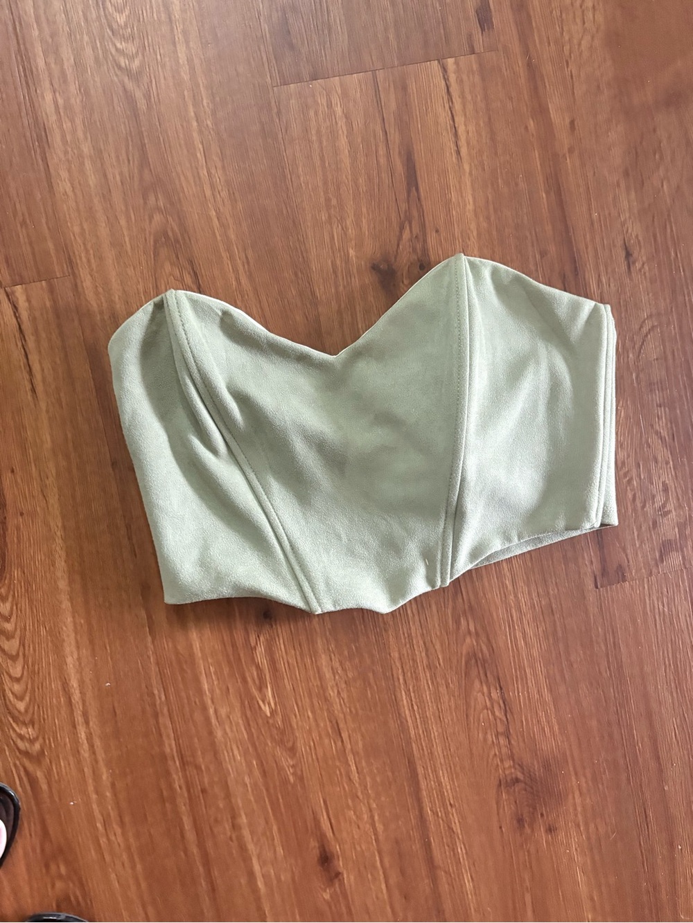 iris Olive Green Strapless Bustier Top